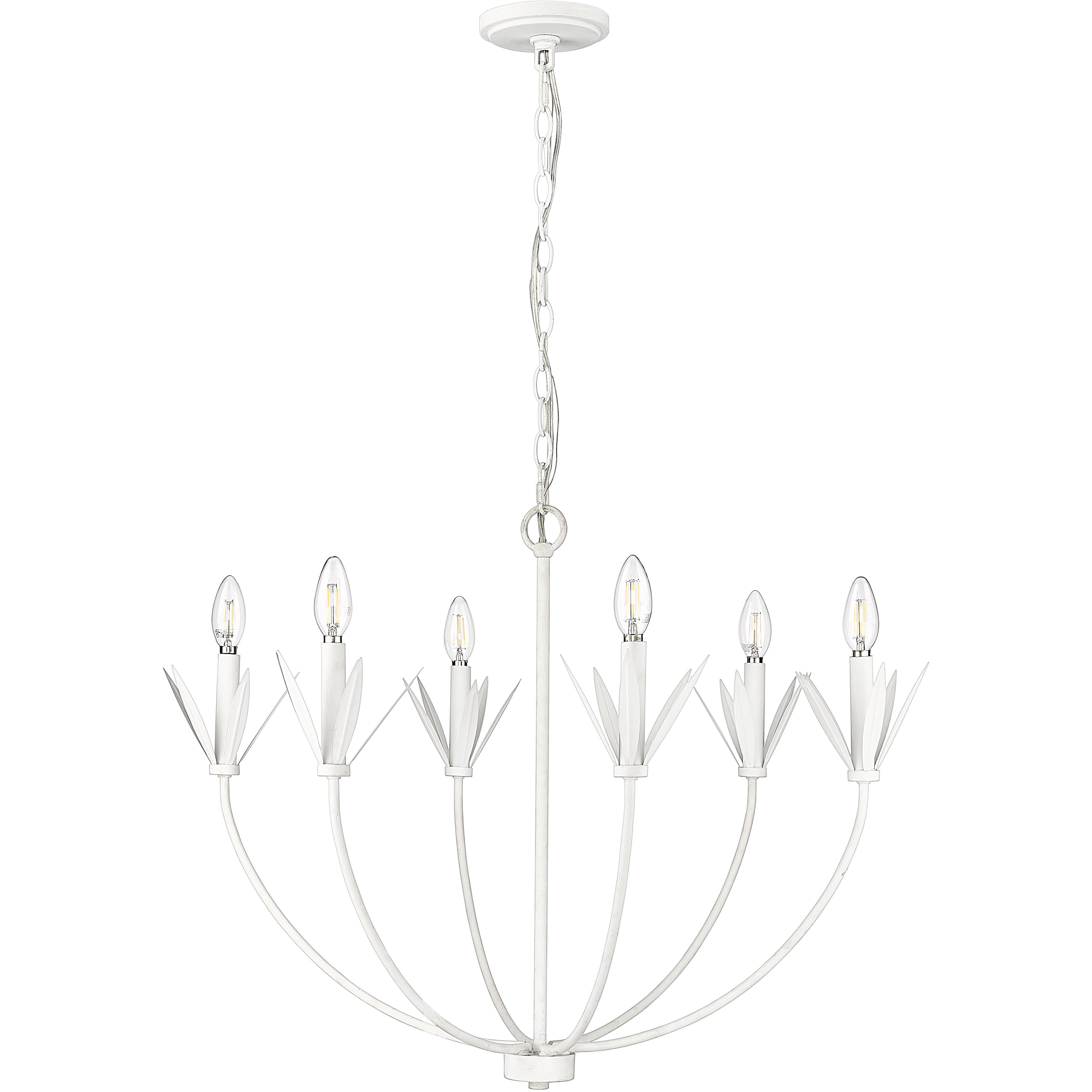 Primrose 6 Light 30.5 inch Textured White Chandelier Ceiling Light